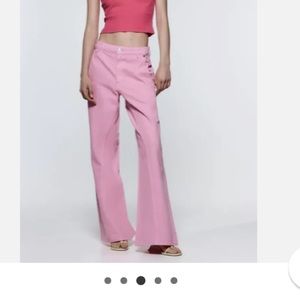 Zara barbie pink super wide leg high rise jeans US 4